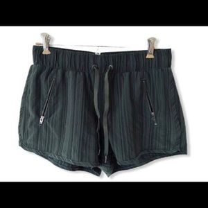 Athleta army green striped shorts